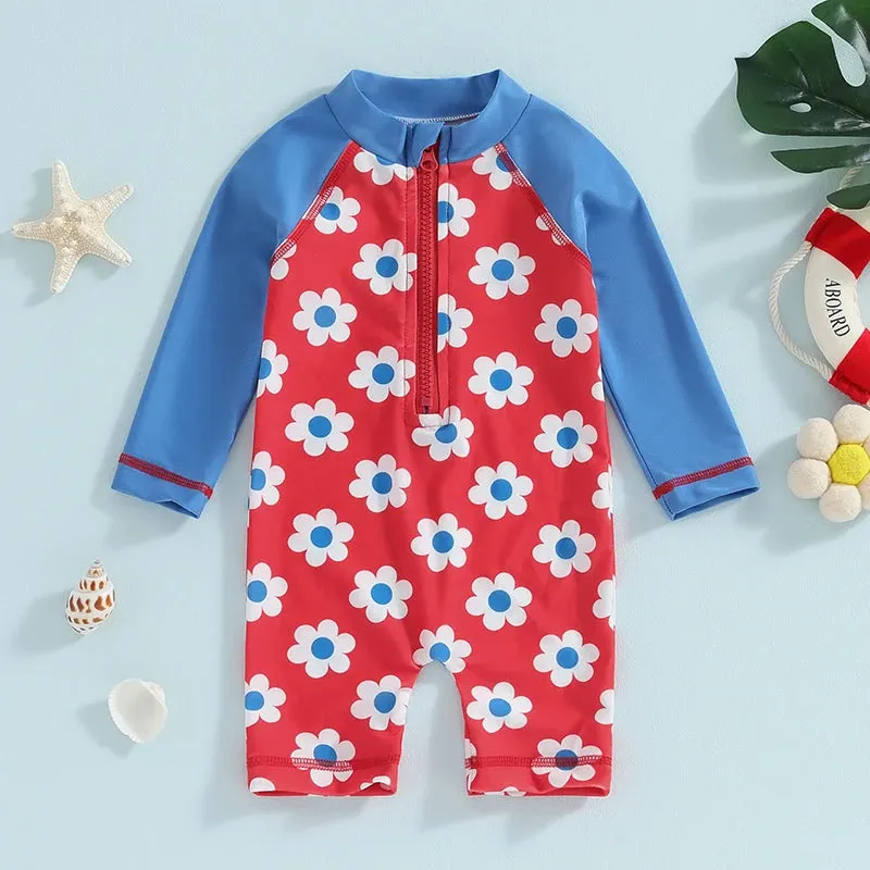 DAISIES Red & Blue Swimsuit