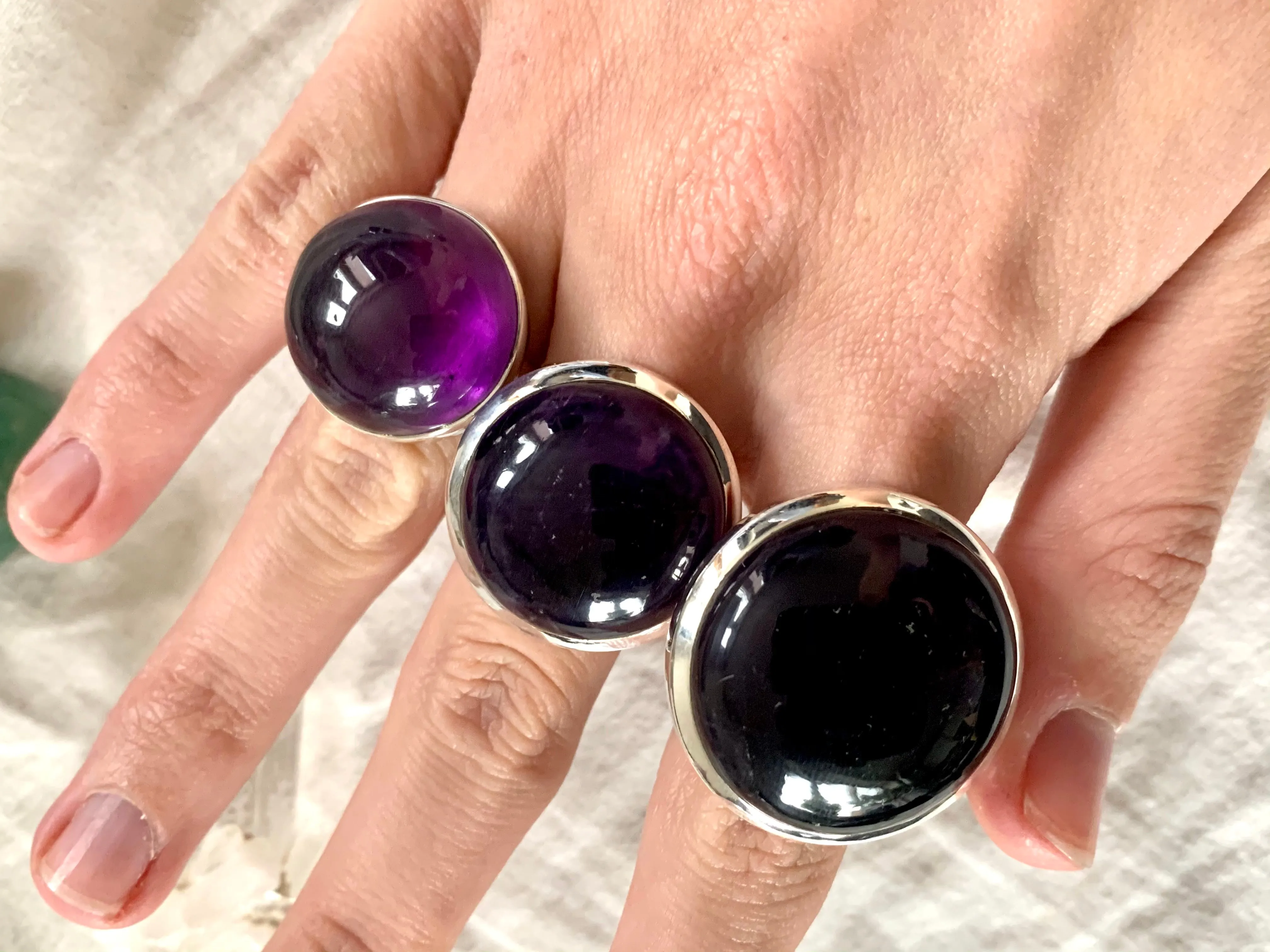 Dark Amethyst Naevia Rings - Round (One of a kind)