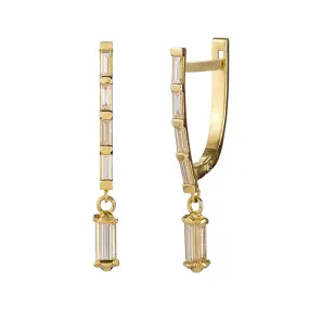 Diamond Wishbone Earrings with Lantern Charms