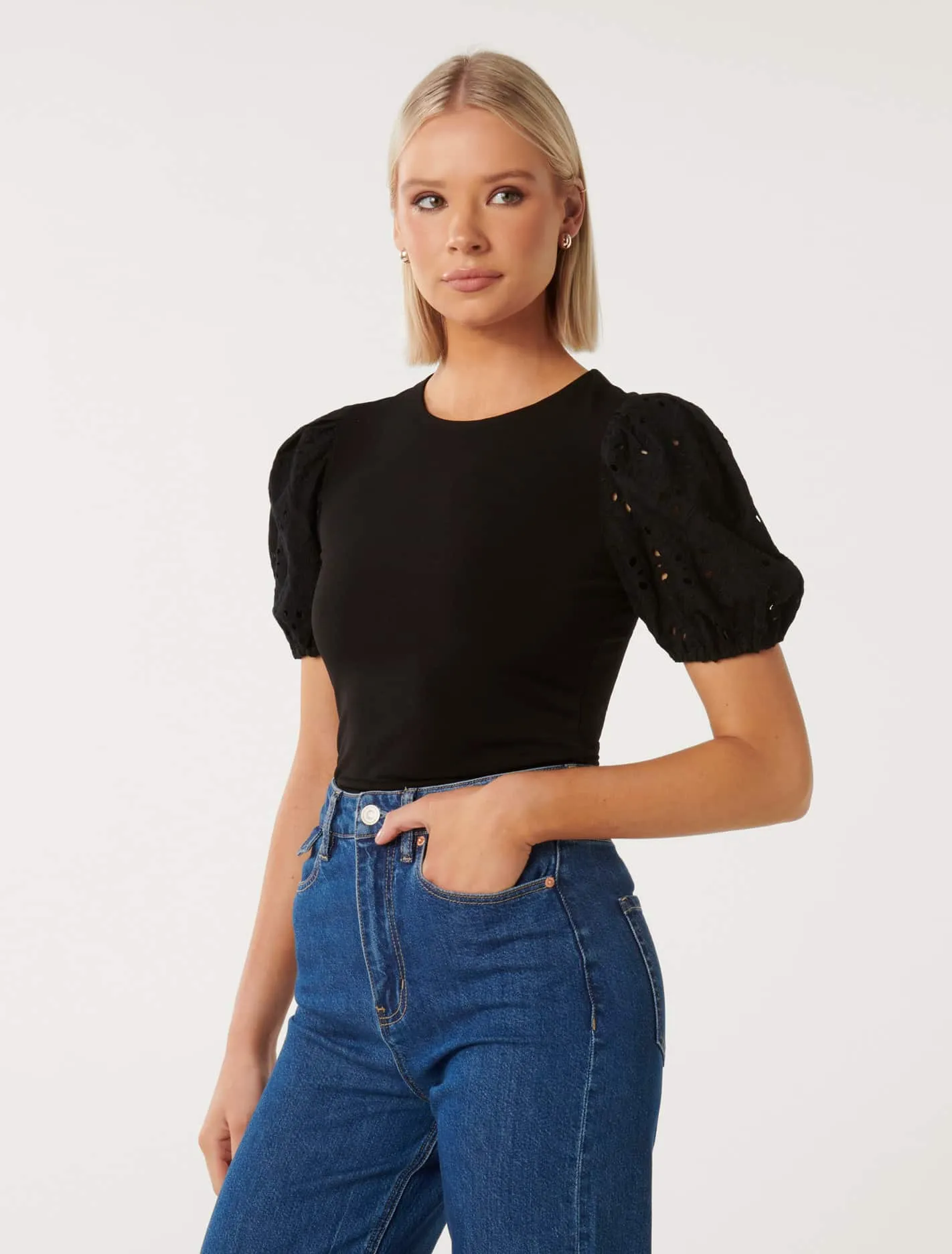 Dionne Crew Neck Crepe Top