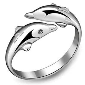 Dolphin Personality Silver Adjustable Ring or Toe Ting