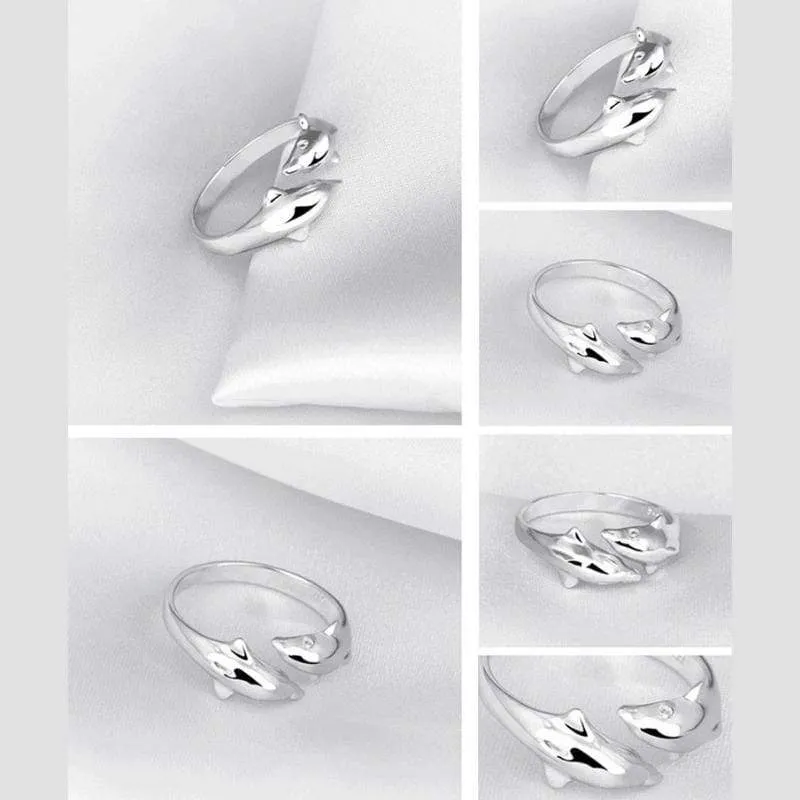 Dolphin Personality Silver Adjustable Ring or Toe Ting