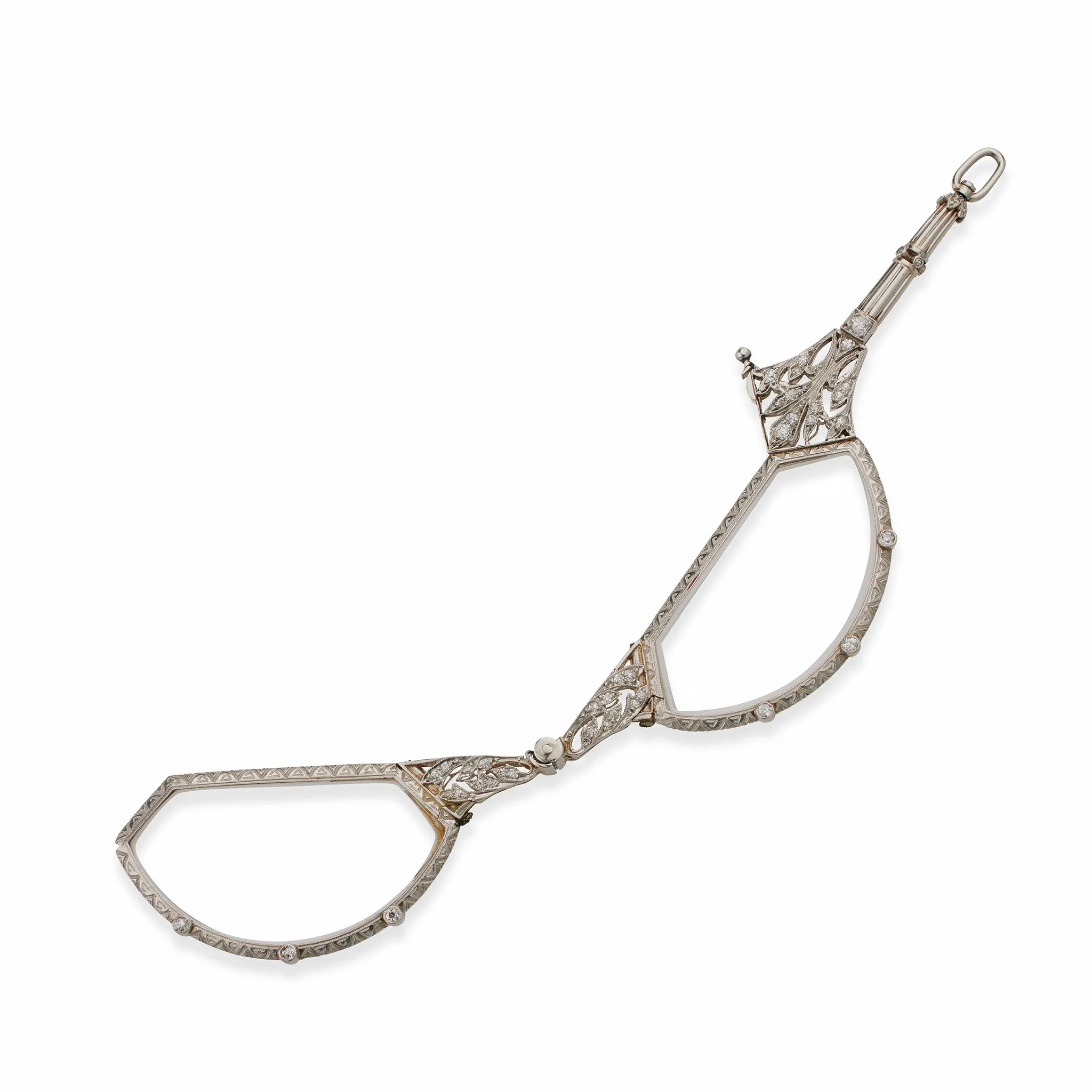 Edwardian Platinum and Diamond Lorgnette Pendant