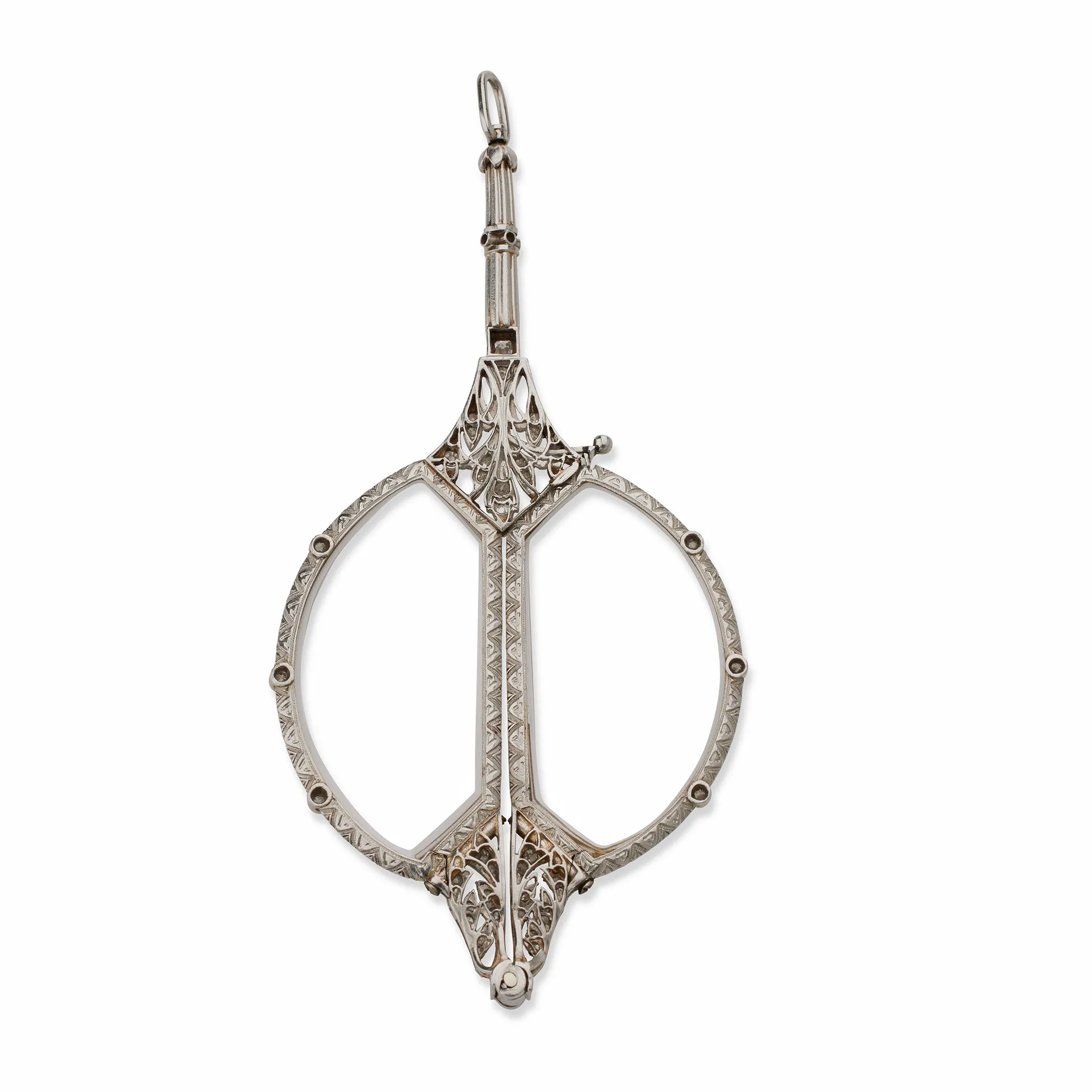 Edwardian Platinum and Diamond Lorgnette Pendant