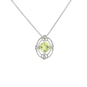 Edwardian Platinum/14kt Chrysoberyl   Diamond Pendant Necklace