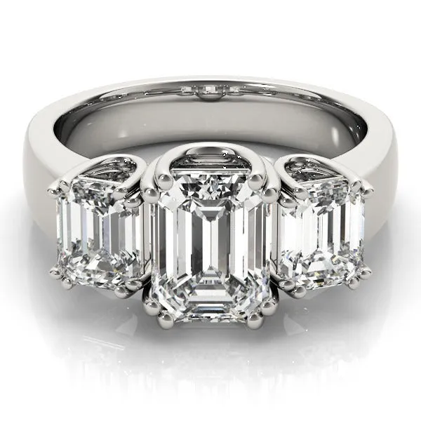 Emerald Cut Three Stone Lab Grown Diamond Ring 2.20 CTW