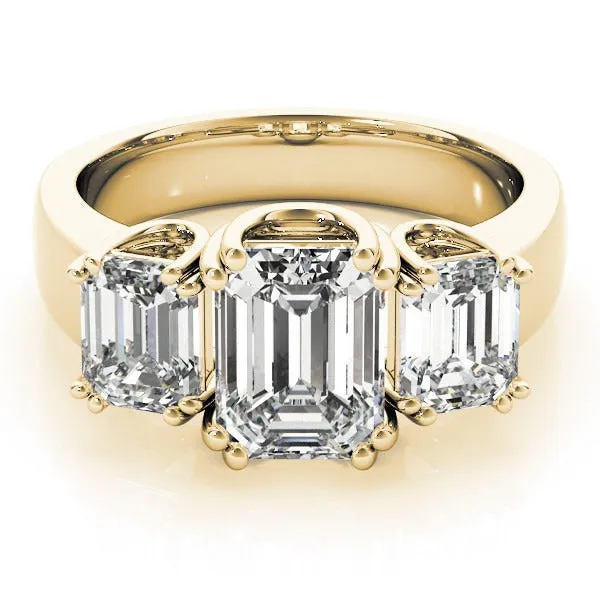 Emerald Cut Three Stone Lab Grown Diamond Ring 2.20 CTW