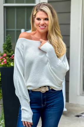 Feel Your Best Dolman Sleeve Off Shoulder Sweater : Ivory