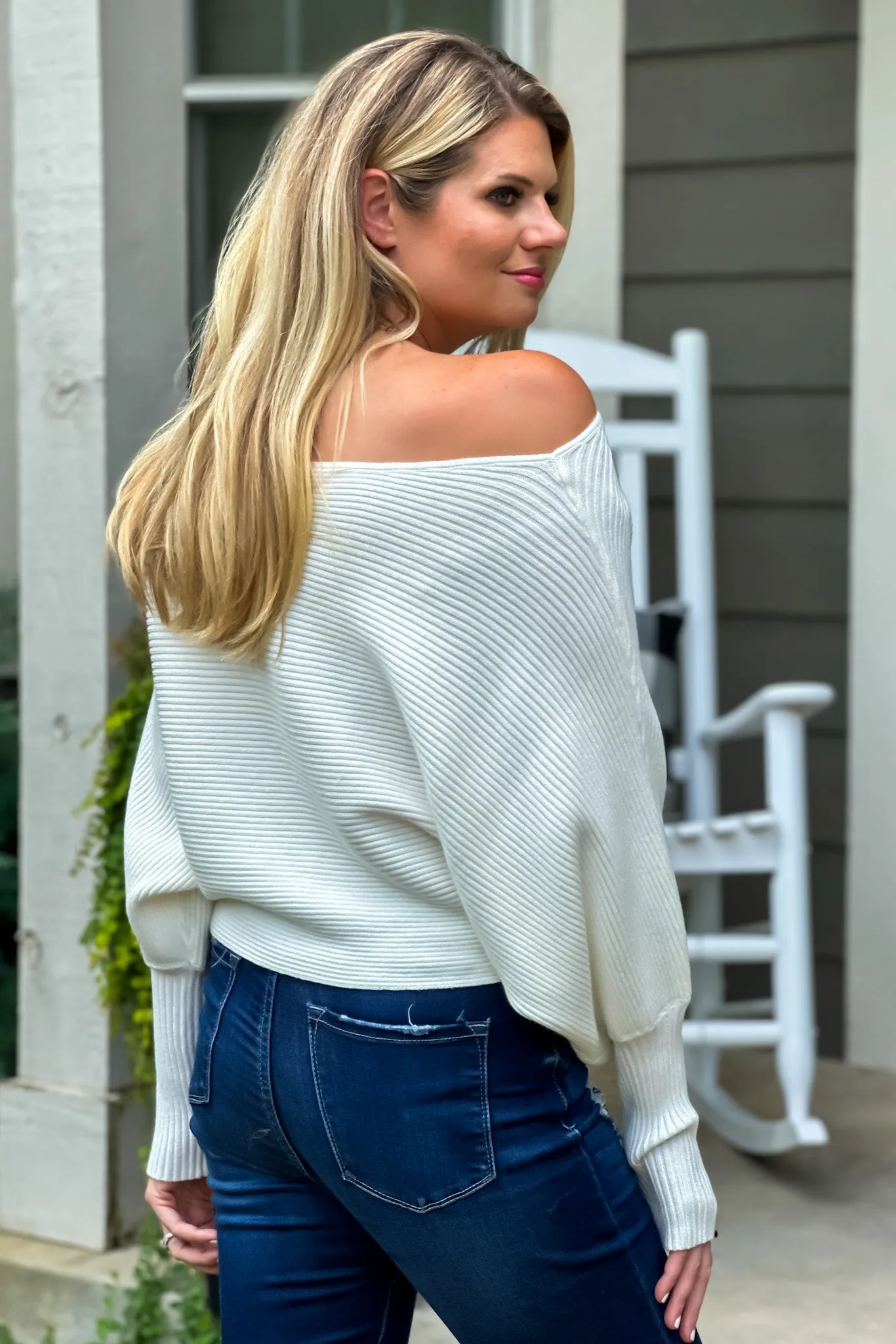 Feel Your Best Dolman Sleeve Off Shoulder Sweater : Ivory