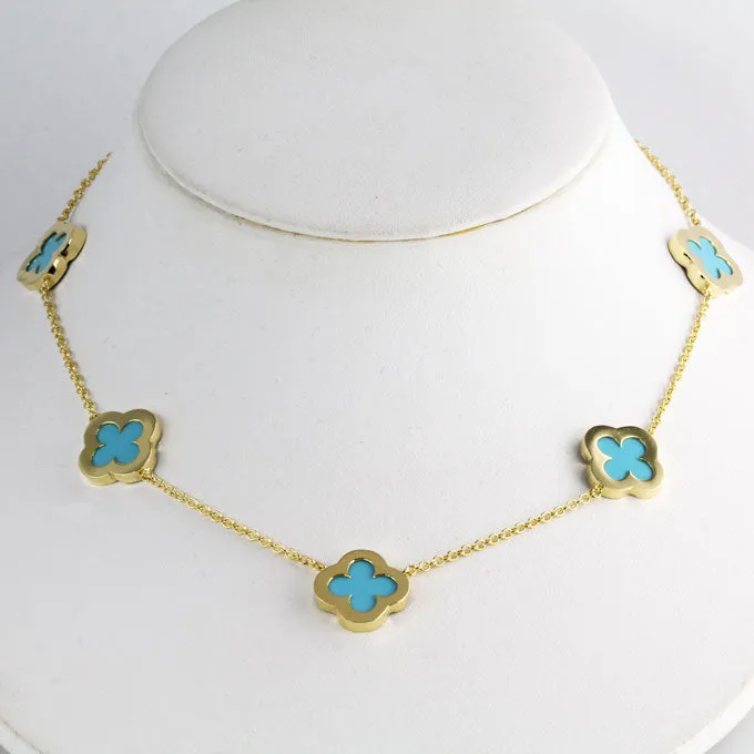 Floral Turquoise 14K Gold Necklace