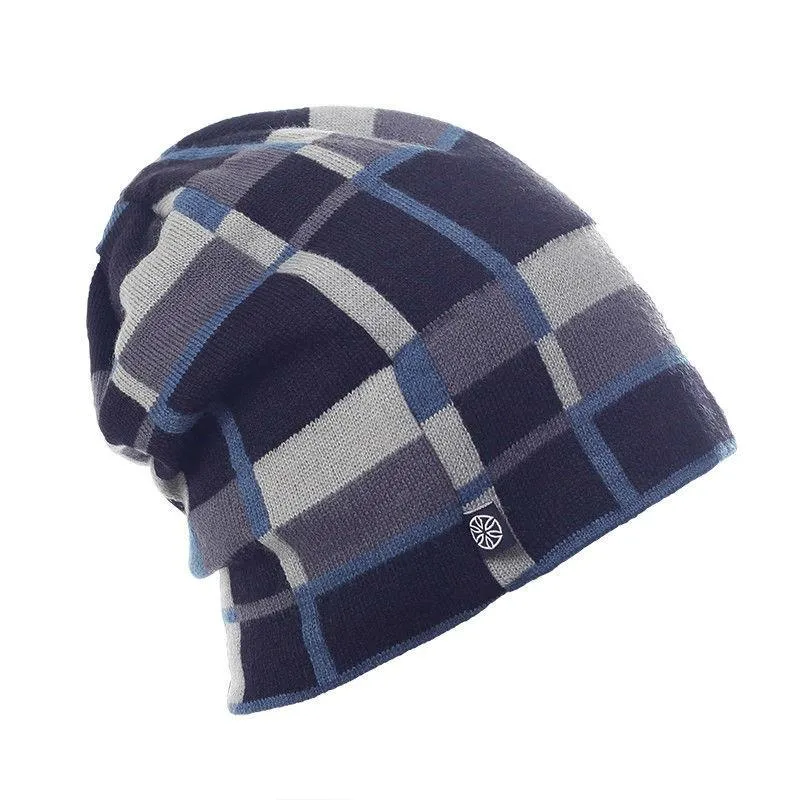 Geometric Patterns Plaid Knit Hat, Skull Cap or Beanie