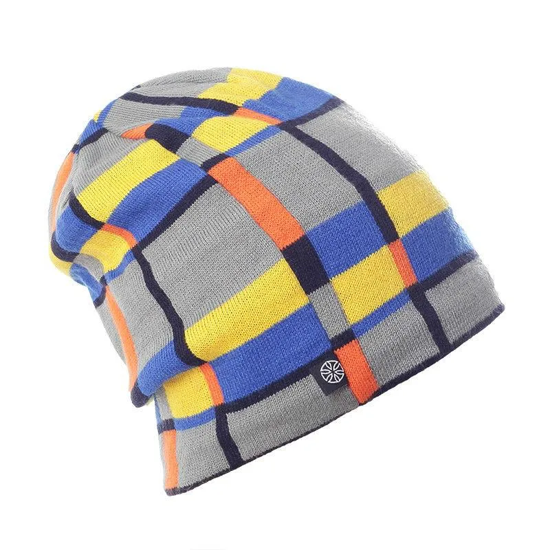 Geometric Patterns Plaid Knit Hat, Skull Cap or Beanie