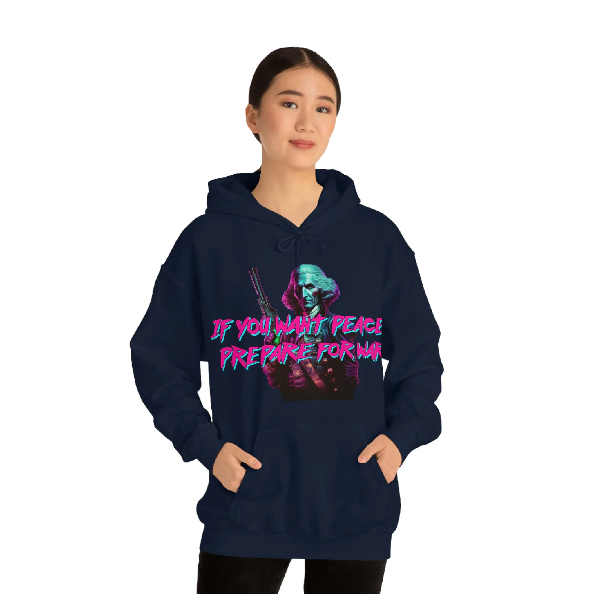 George Washington "Warrior" Synthwave Hooded Sweatshirt