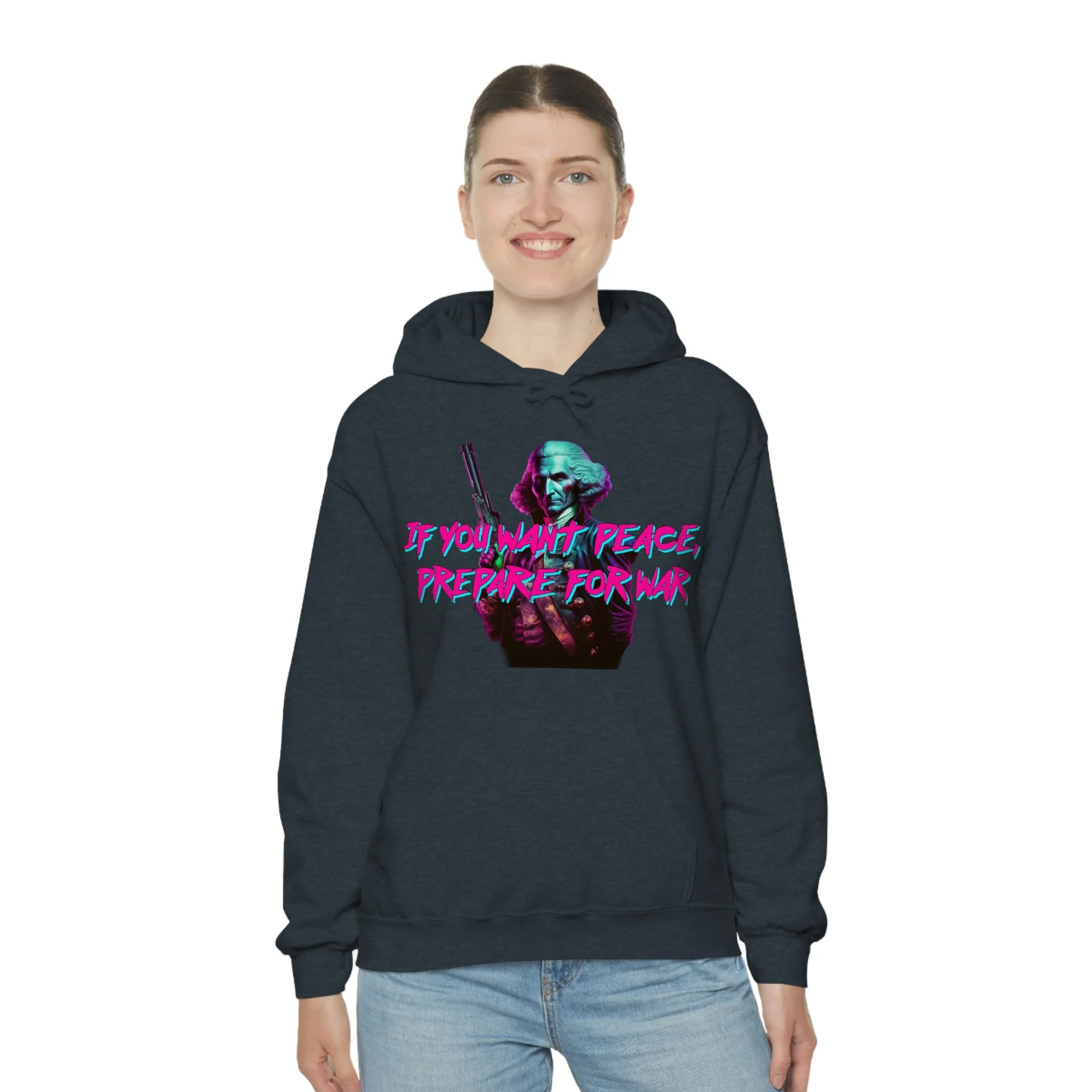 George Washington "Warrior" Synthwave Hooded Sweatshirt