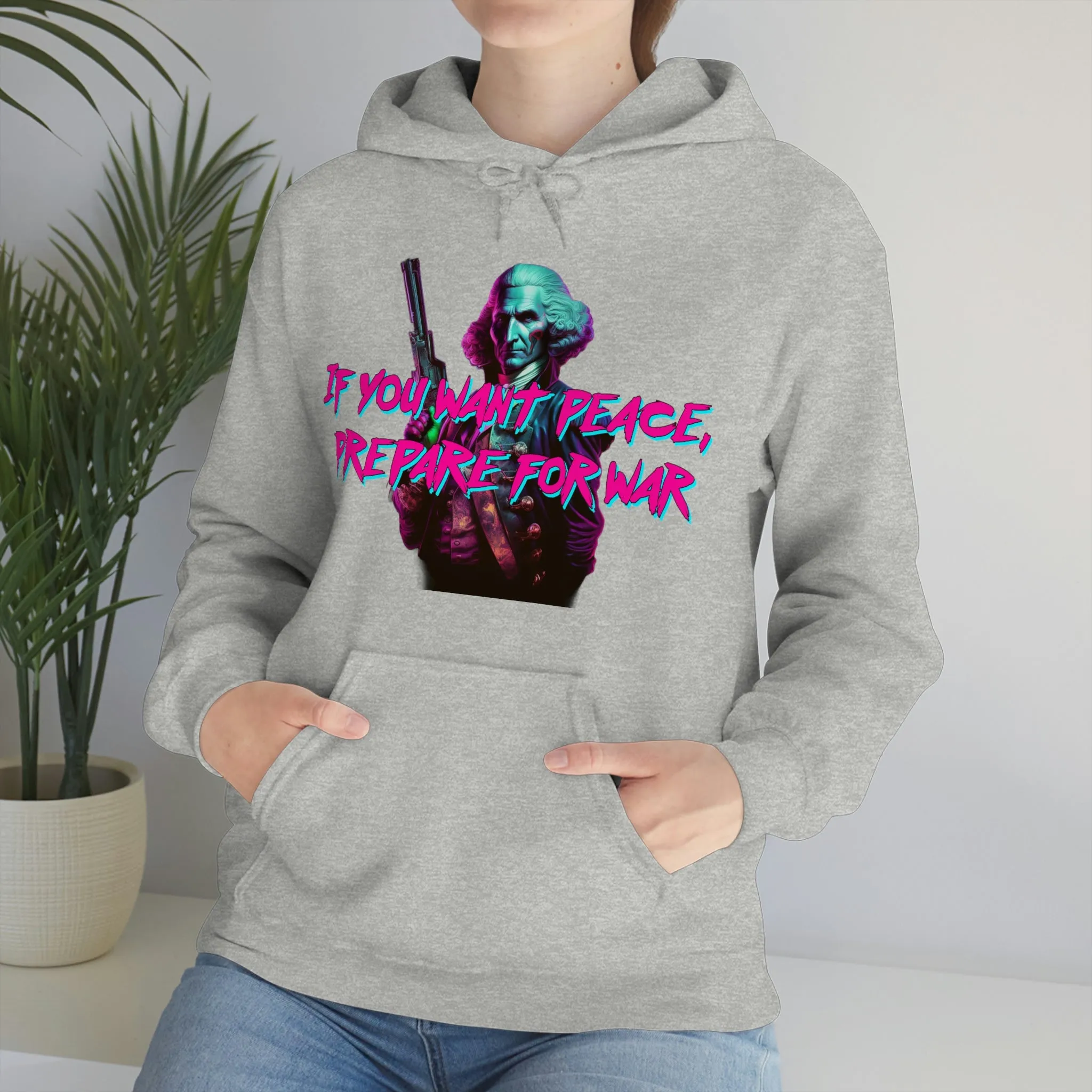 George Washington "Warrior" Synthwave Hooded Sweatshirt