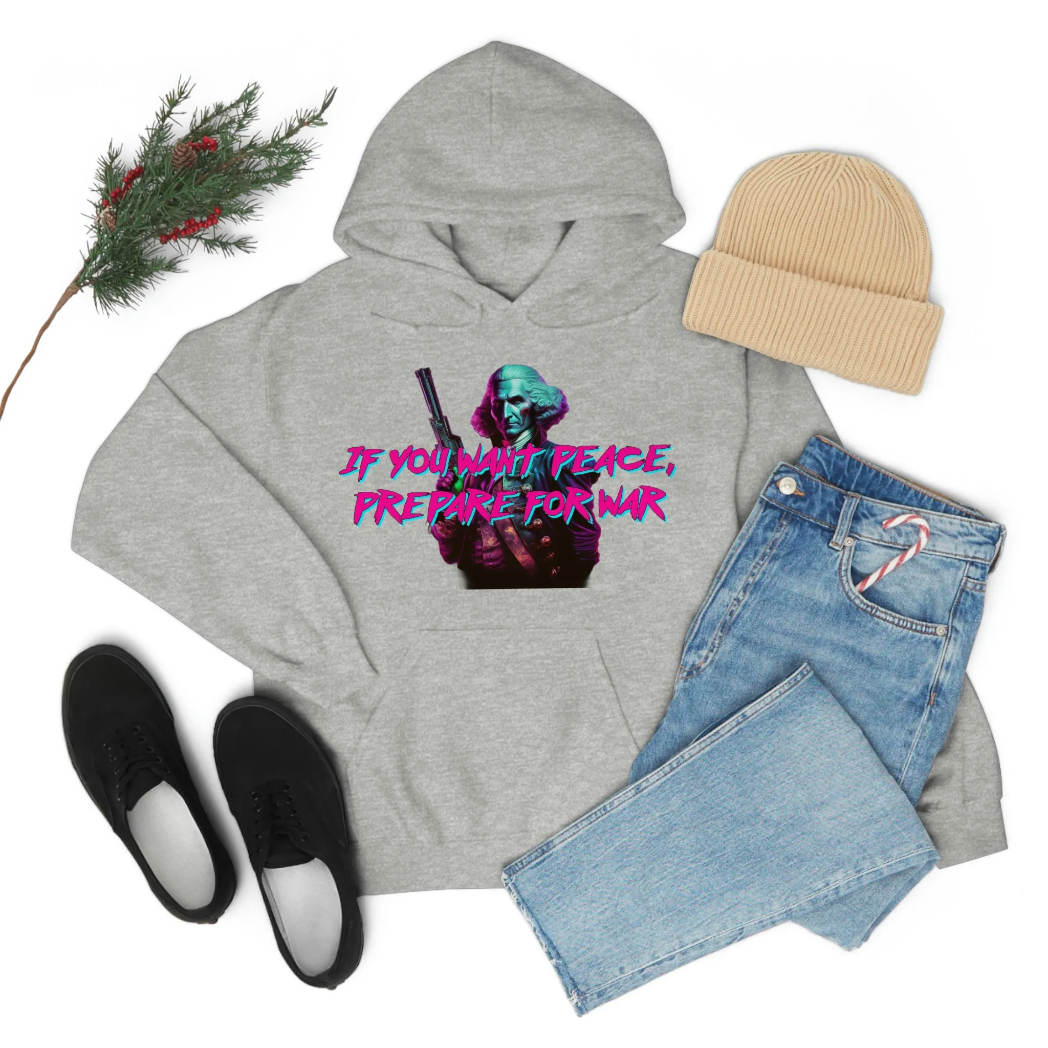 George Washington "Warrior" Synthwave Hooded Sweatshirt