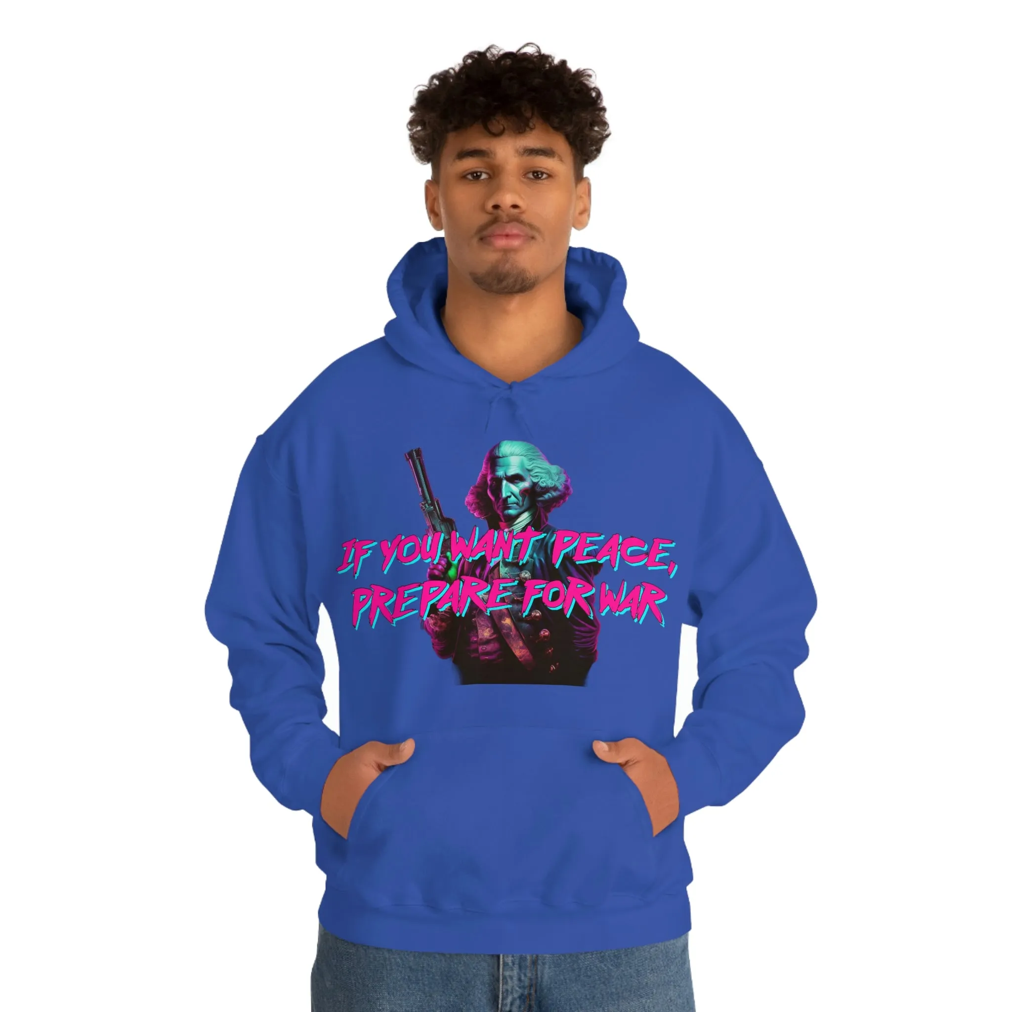 George Washington "Warrior" Synthwave Hooded Sweatshirt