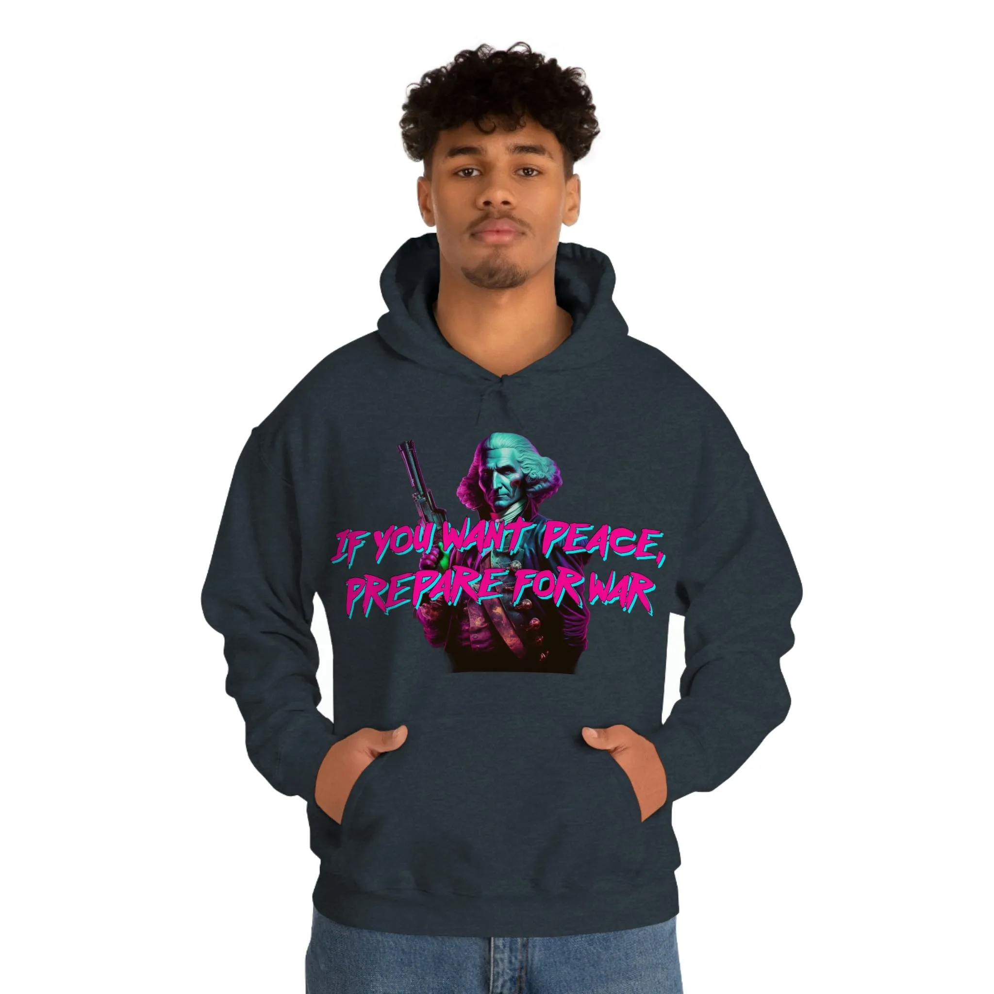 George Washington "Warrior" Synthwave Hooded Sweatshirt