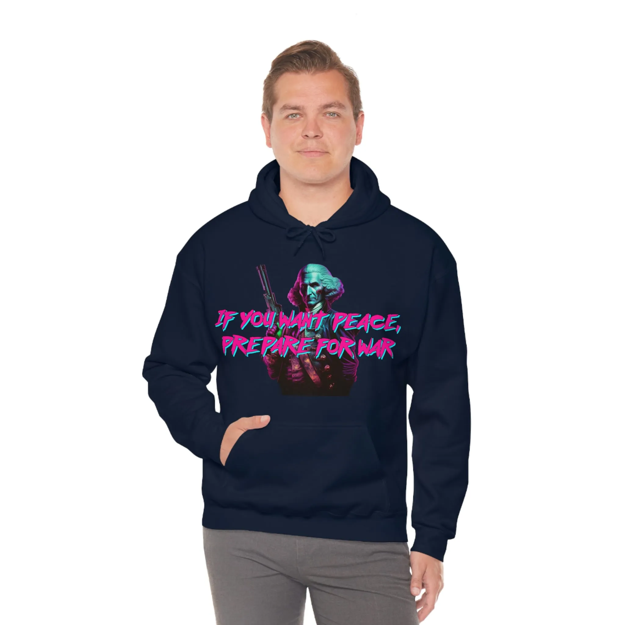 George Washington "Warrior" Synthwave Hooded Sweatshirt