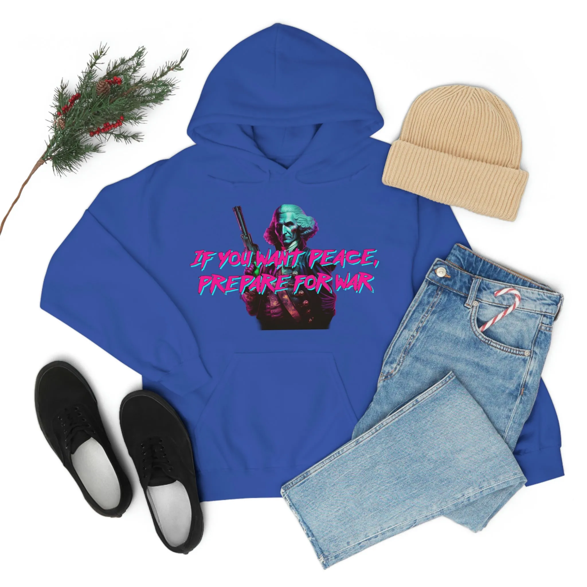 George Washington "Warrior" Synthwave Hooded Sweatshirt