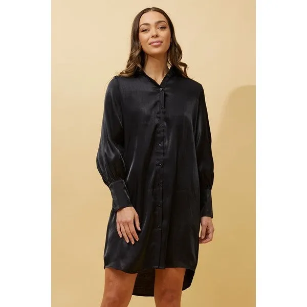 GERTIE SATIN SHIRT MIDI DRESS