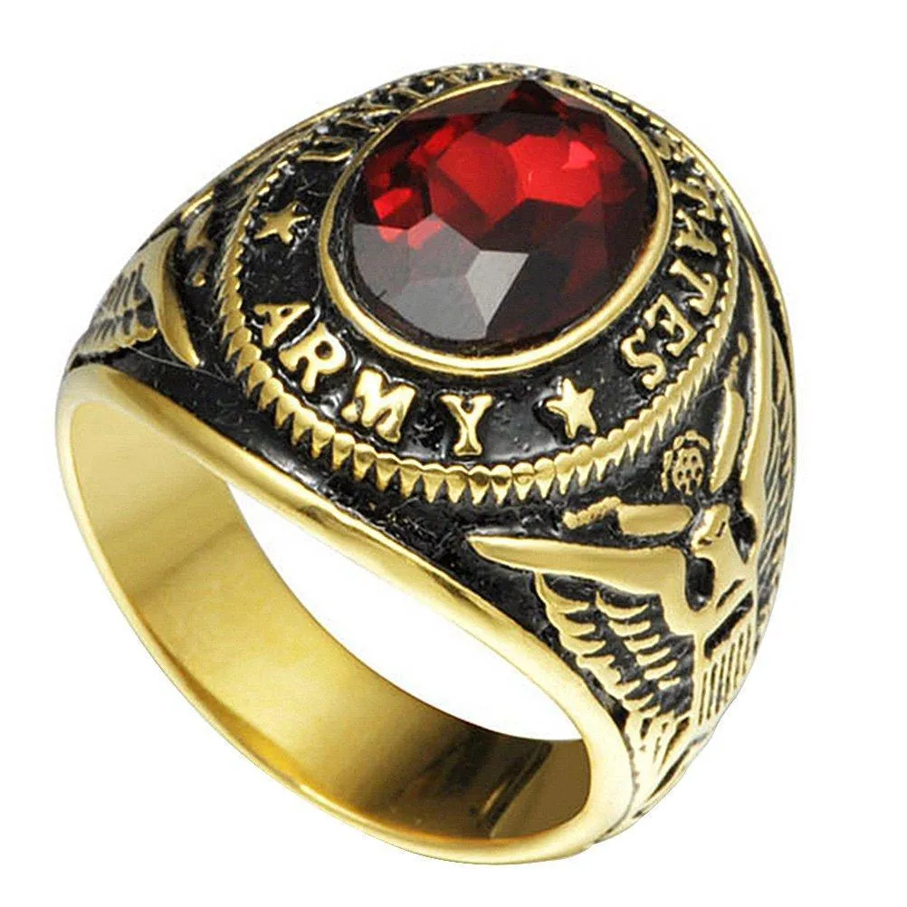 Gold Plated Stainless Steel United States Army Ring