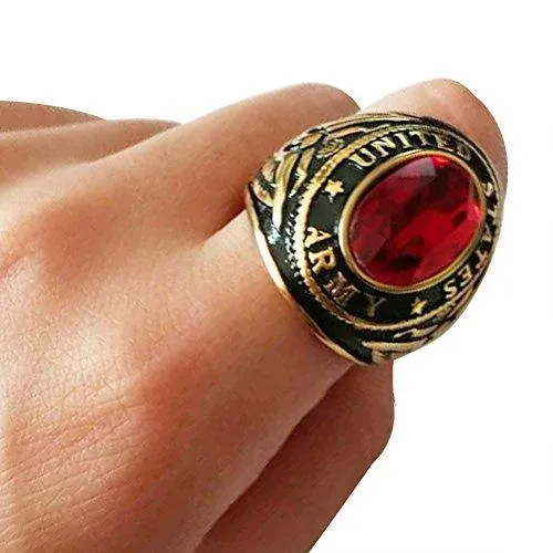 Gold Plated Stainless Steel United States Army Ring