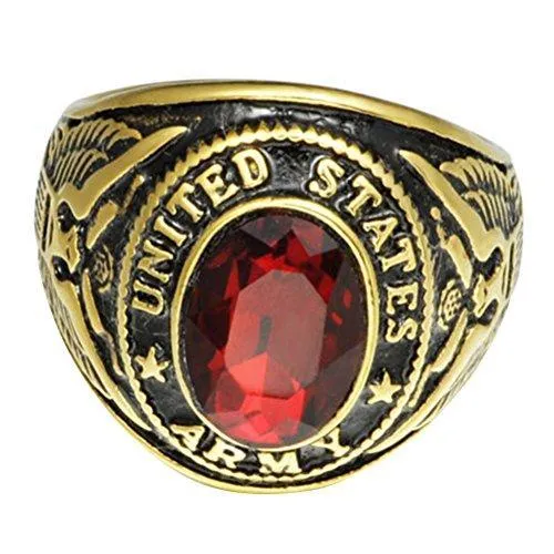 Gold Plated Stainless Steel United States Army Ring