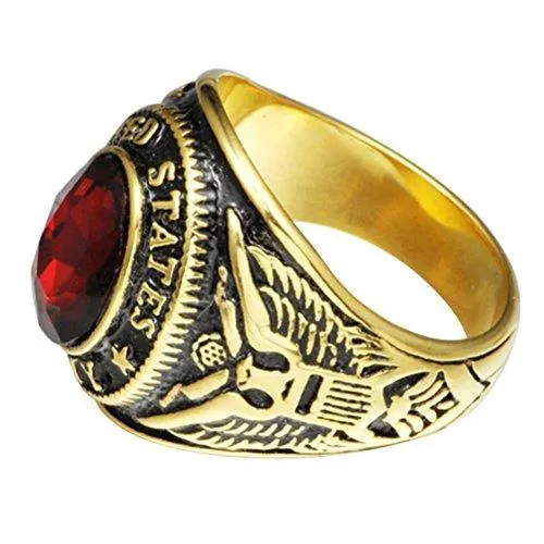 Gold Plated Stainless Steel United States Army Ring