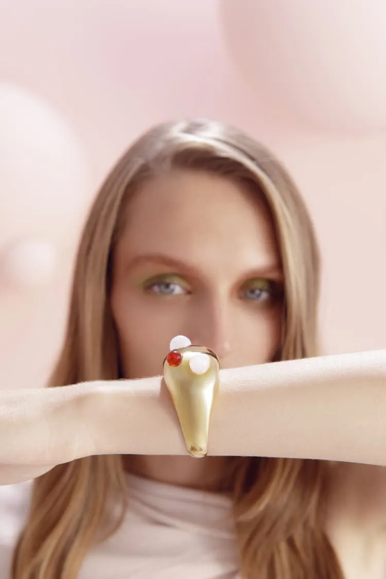 Gold statement bangle with stones