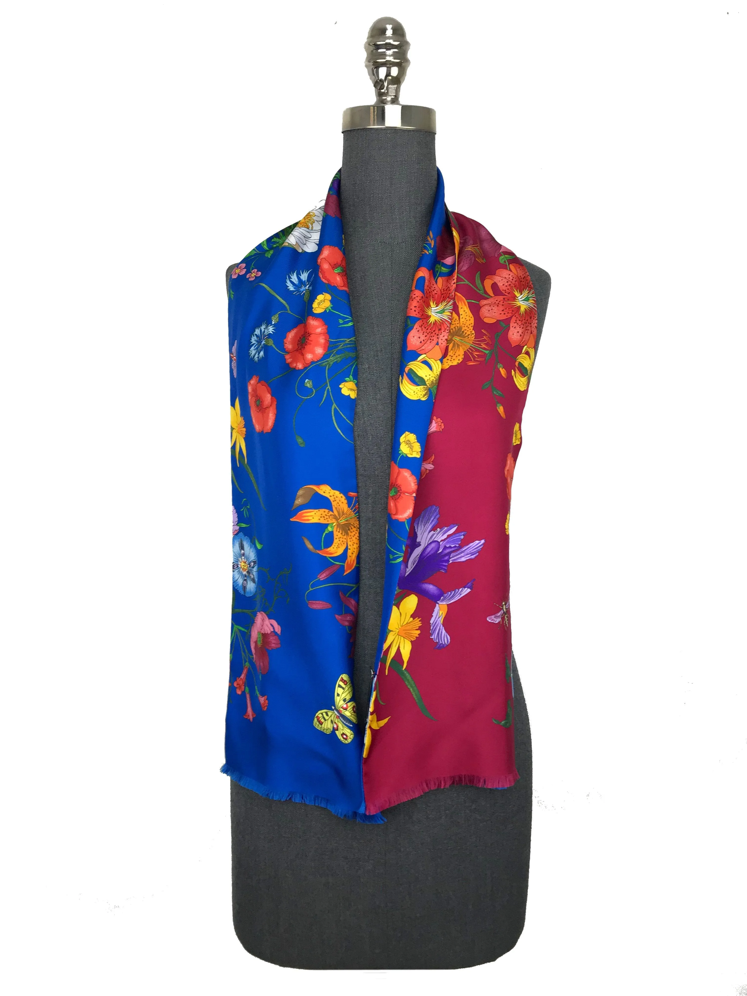 Gucci Flora Floral Reversible Silk Scarf