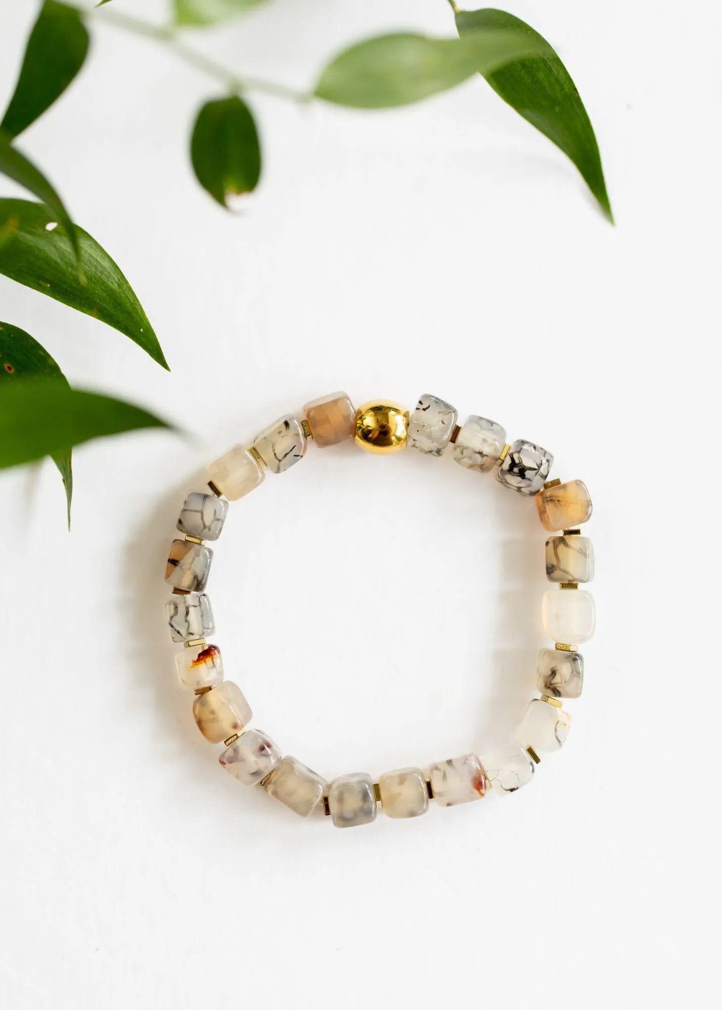 Hematite   Agate Beaded Bracelet