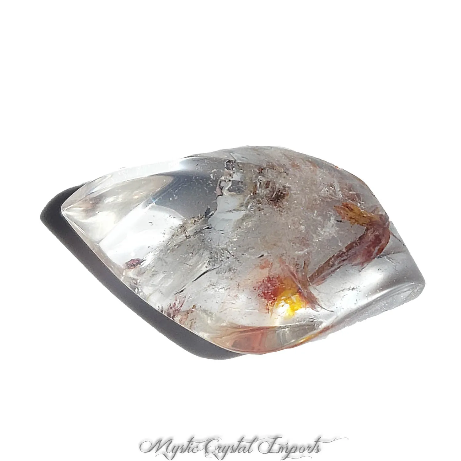 Hematoid Quartz Crystal (Fire Quartz) Flame Pocket Stone with Rainbows