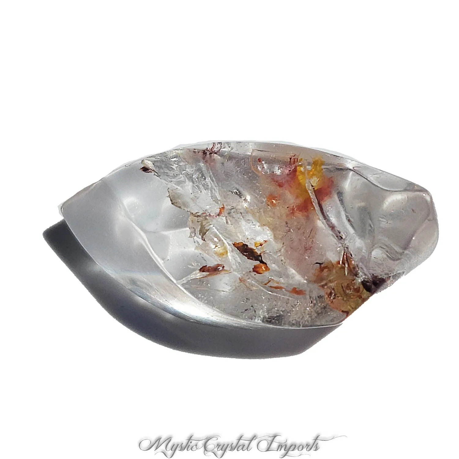 Hematoid Quartz Crystal (Fire Quartz) Flame Pocket Stone with Rainbows