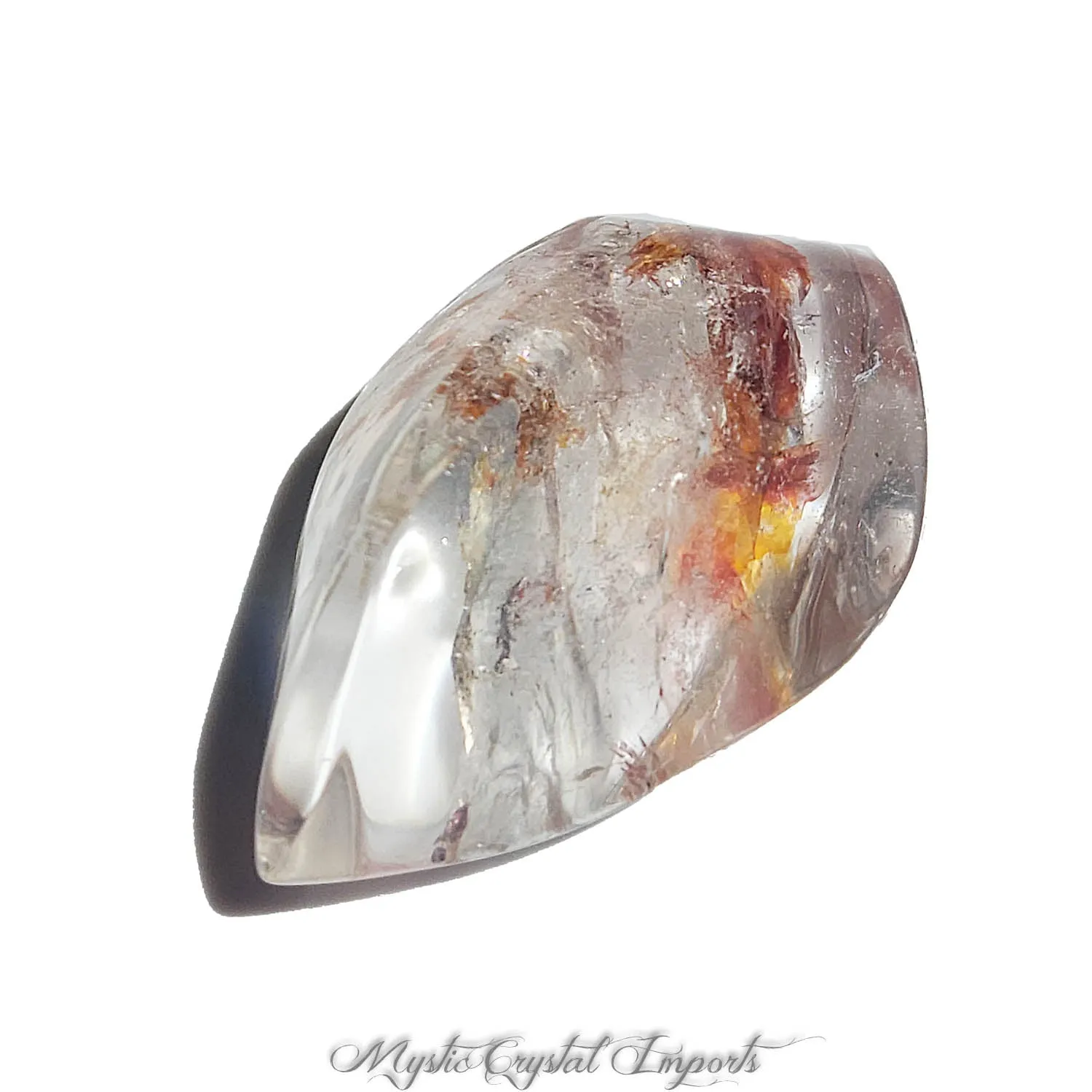 Hematoid Quartz Crystal (Fire Quartz) Flame Pocket Stone with Rainbows