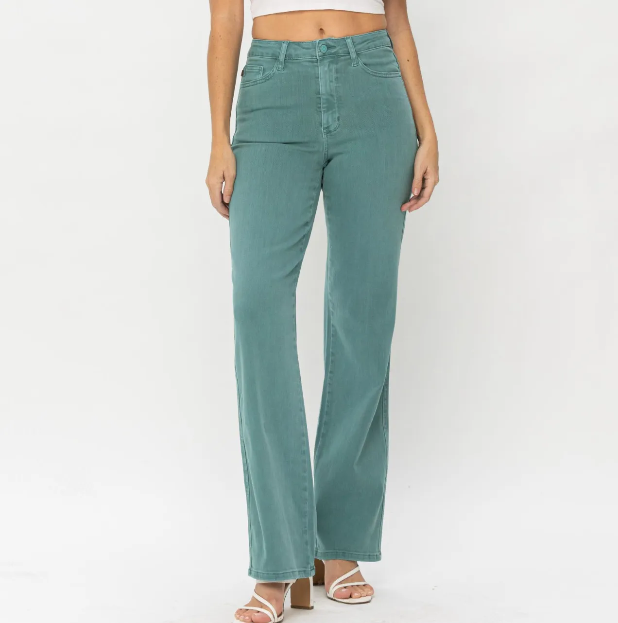 High Waist Green 90's Straight Leg