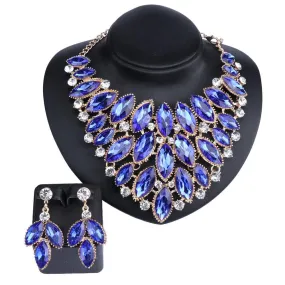 Huge African Crystal Necklace & Earrings Wedding Statement Jewelry Set