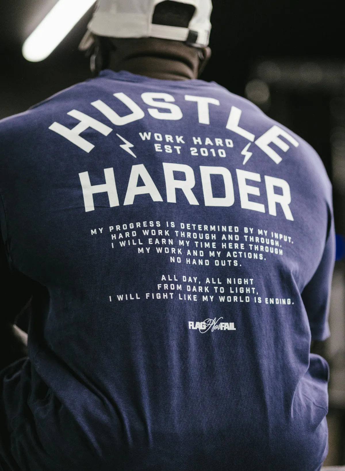 HUSTLE HARDER OVERSIZED TEE - NAVY