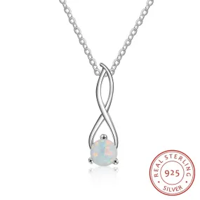 Infinity Twist Opal Pendant Necklace - 925 Sterling Silver