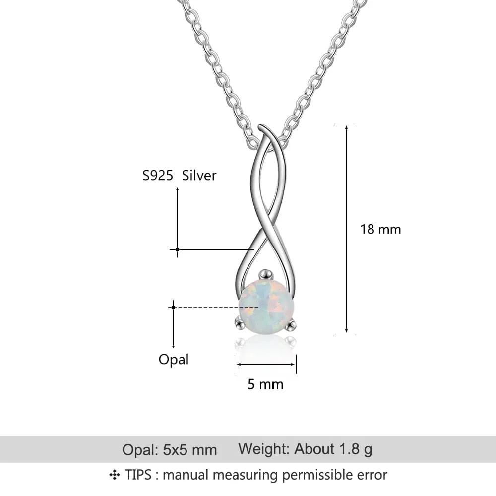 Infinity Twist Opal Pendant Necklace - 925 Sterling Silver