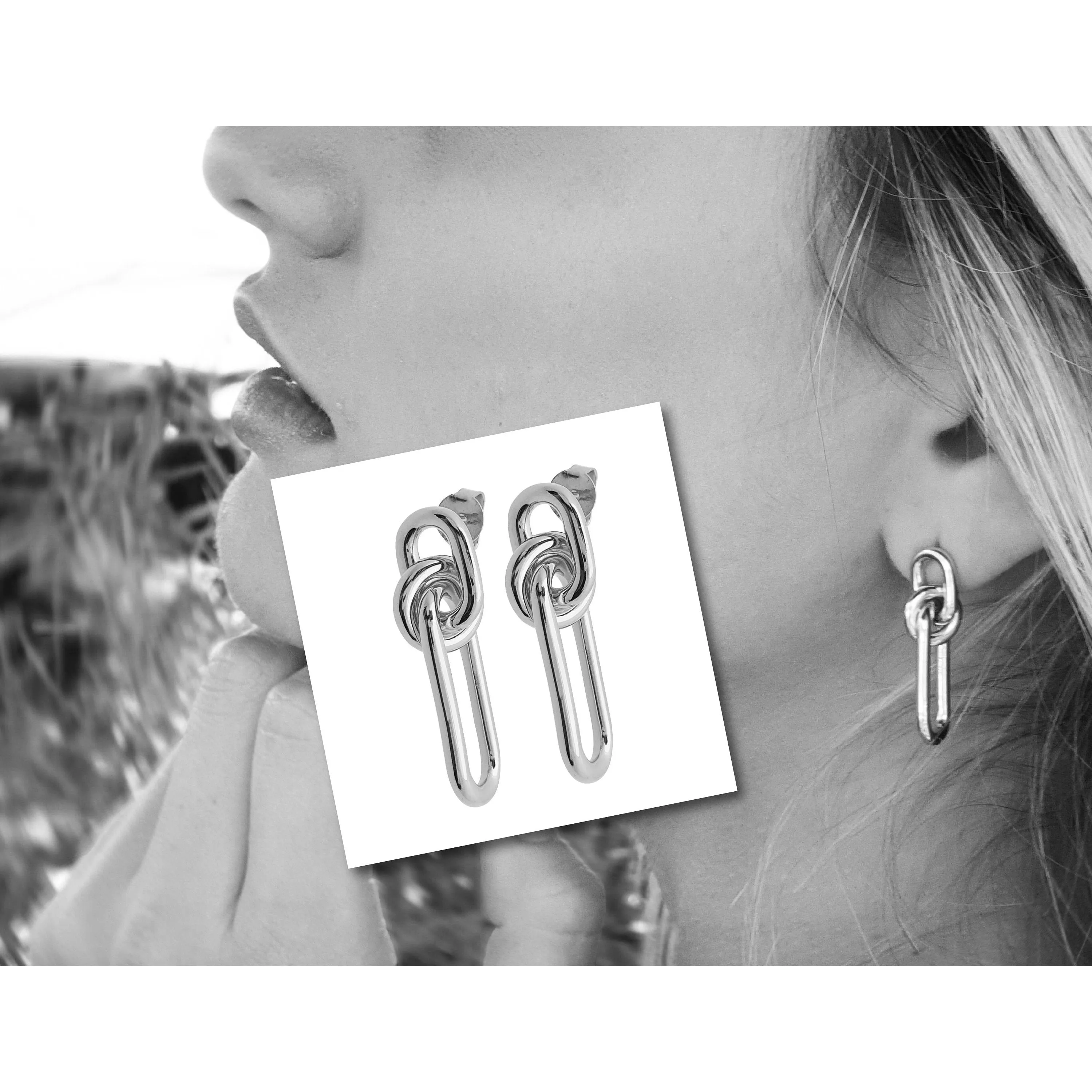 Intertwined Knot Wrap Rhodium Plated Sterling Silver Earrings