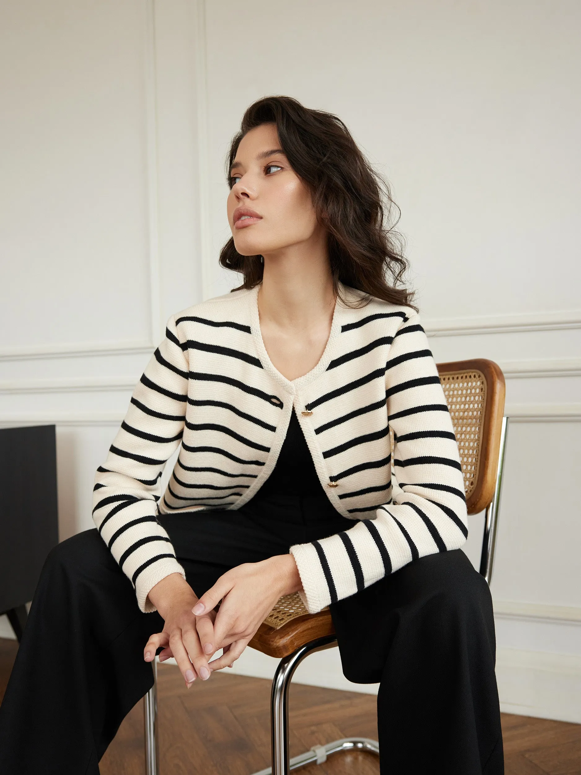 Kk Clothing Knitted Striped Jacket