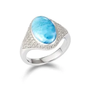 Larimar Atlantis Oval Cocktail Ring