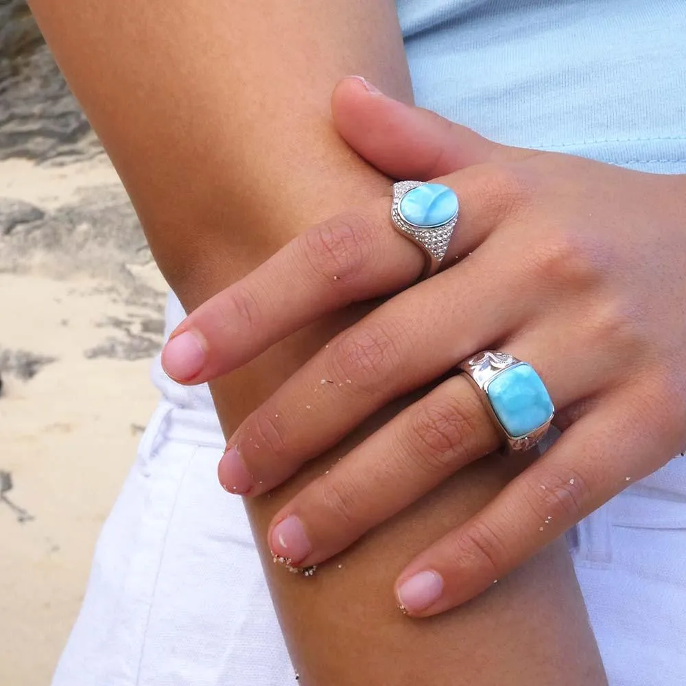 Larimar Atlantis Oval Cocktail Ring