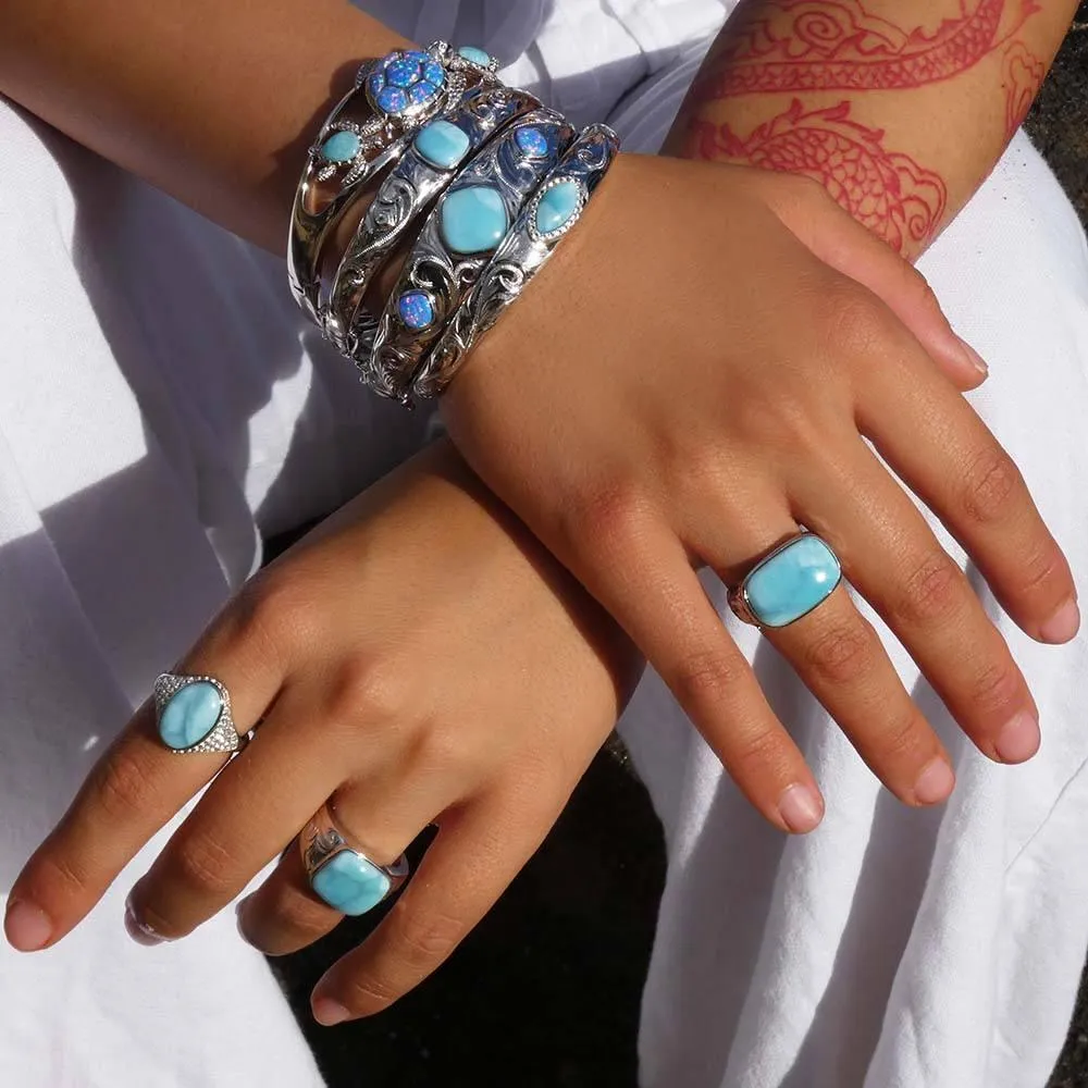 Larimar Atlantis Oval Cocktail Ring