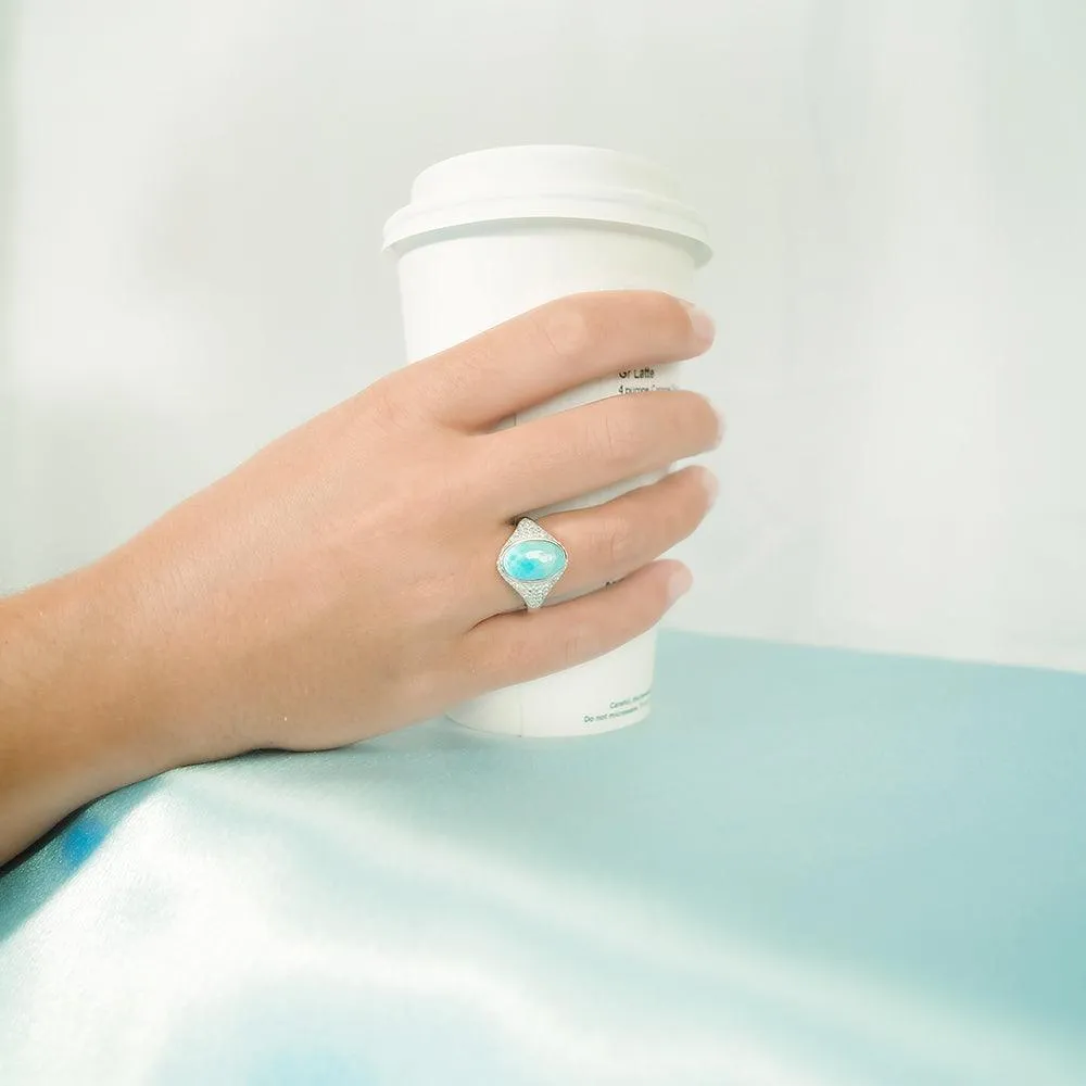 Larimar Atlantis Oval Cocktail Ring