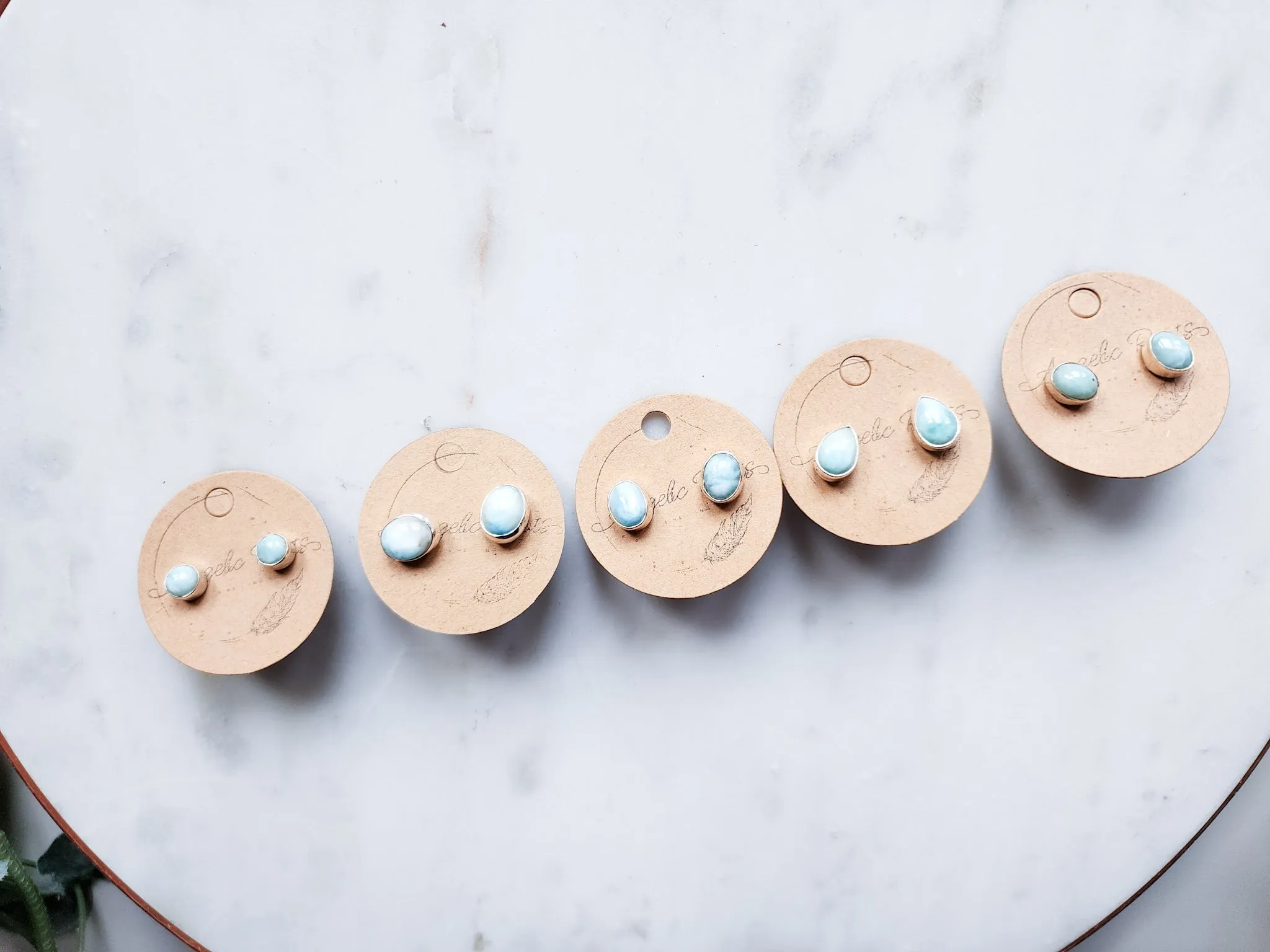 Larimar Post Sterling Earrings