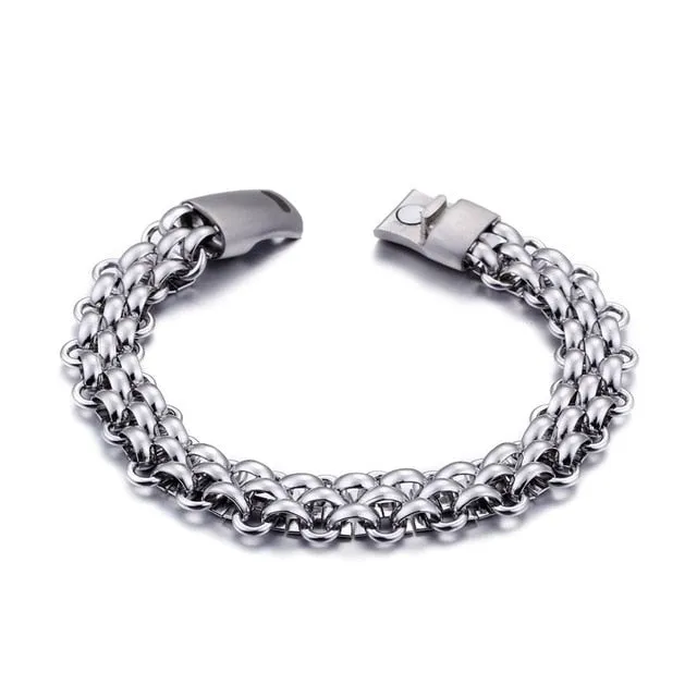 Link Chain with Magnetic Clasp Stainless Steel Fashion Bracelet