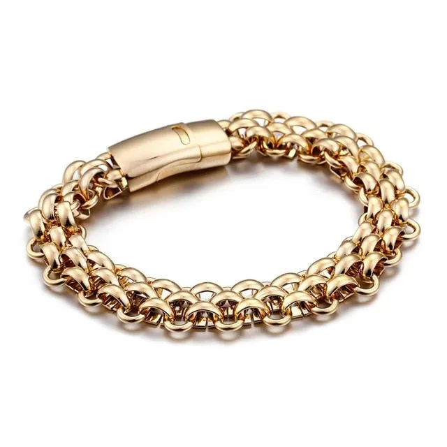 Link Chain with Magnetic Clasp Stainless Steel Fashion Bracelet