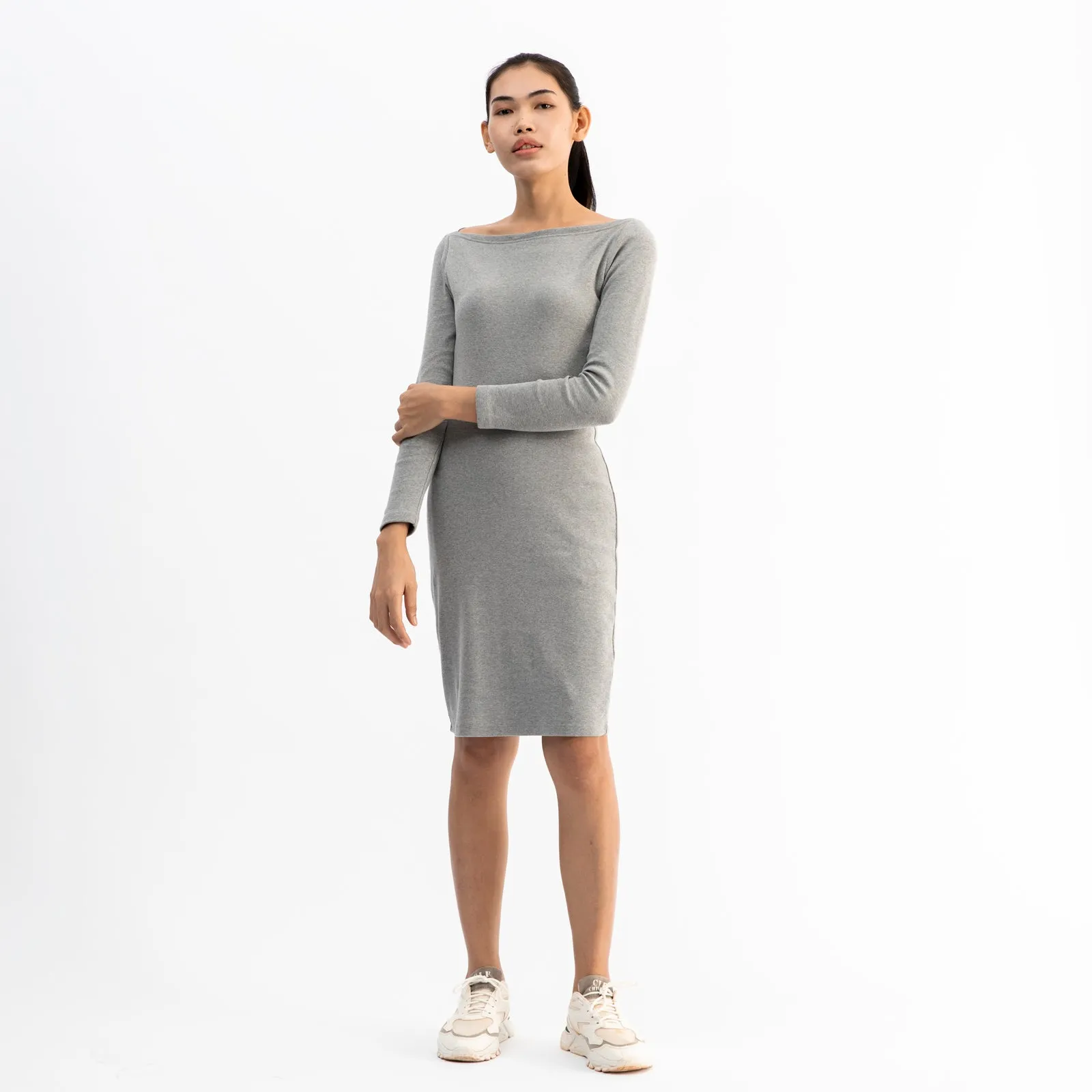 Long Sleeve Midi Dress | Grey Marle